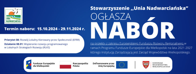 OGŁOSZENIE O NABORZE WNIOSKÓW O UDZIELENIE WSPARCIA, NABÓR nr FEWP.08.01-IZ.00-002/24